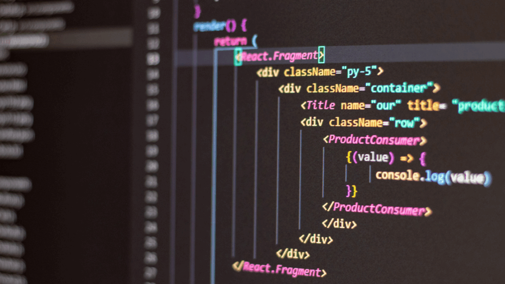 Computer screen with fragment of the code